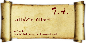 Talián Albert névjegykártya